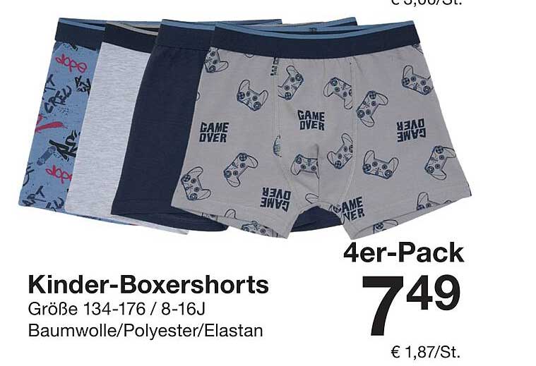 Kinder-Boxershorts 4er-Pack