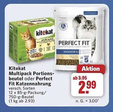 Kitekat Multipack Portionsbeutel oder Perfect Fit Katzennahrung