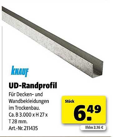 Knauf UD-Randprofil für Trockenbau - Stück für 6,49 €