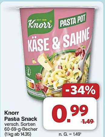 Knorr Pasta Snack Käse & Sahne