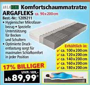 Komfortschaummatratze ARGAFLEKS ca. 90x200 cm