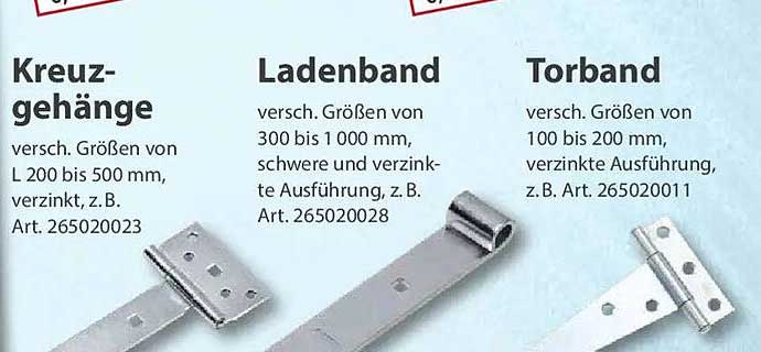 Kreuzgehänge, Ladenband und Torband - Robuste Verbindungselemente für jeden Bedarf