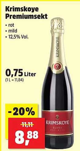 Krimskoye Premiumsekt - 20% Rabatt auf die 0,75 Liter Flasche