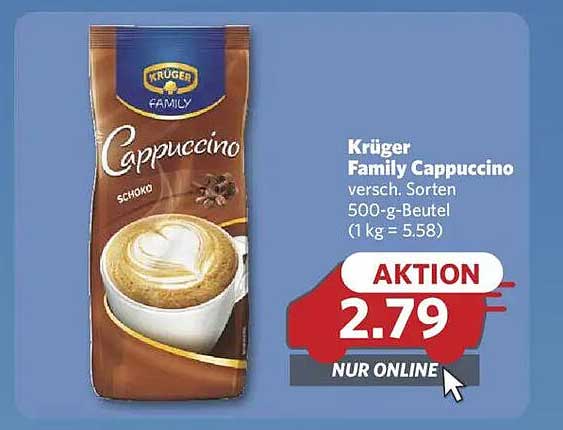 Krüger Family Cappuccino, verschiedene Sorten, 500-g-Beutel