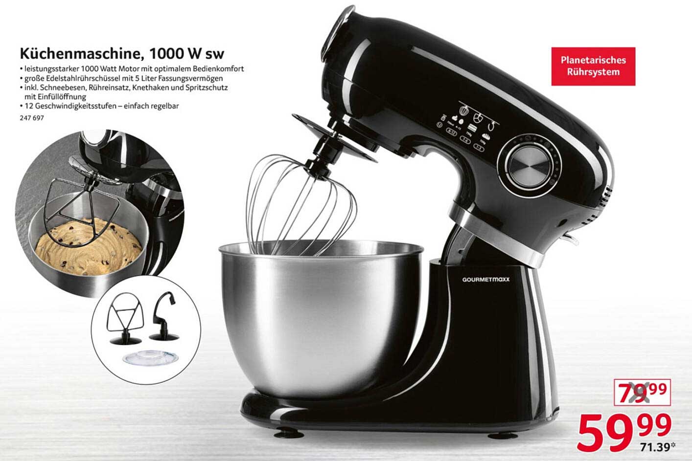 Küchenmaschine, 1000 W schwarz