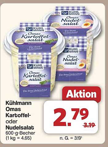 Kühlmann Omas Kartoffelsalat oder Nudelsalat 600-g-Becher