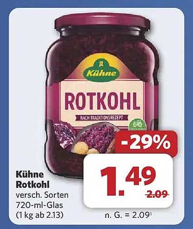 Kühnes Rotkohl 720-ml-Glas - verschiedene Sorten
