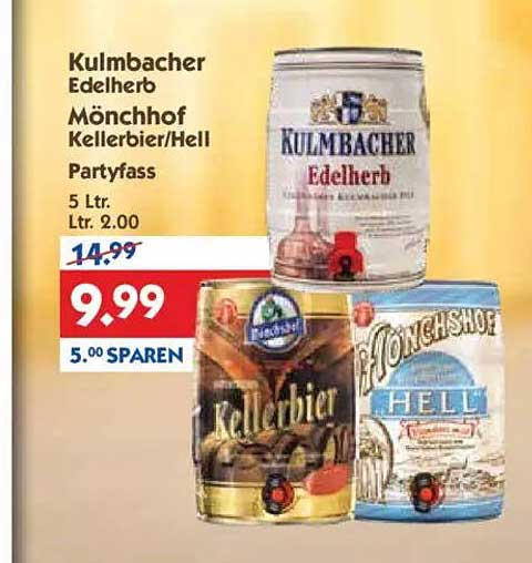 Kulmbacher Edelherb Mönchshof Kellerbier/Hell Partyfass 5 Ltr.