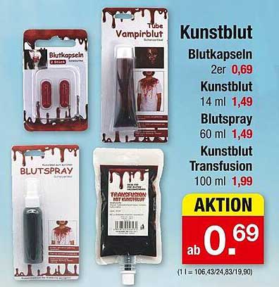 Kunstblut und Zubehör – Aktion vom Zimmermann-Prospekt