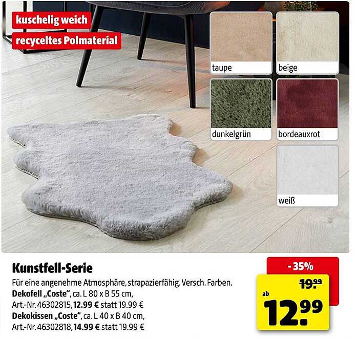 Kunstfell-Serie Dekokissen und Dekofell