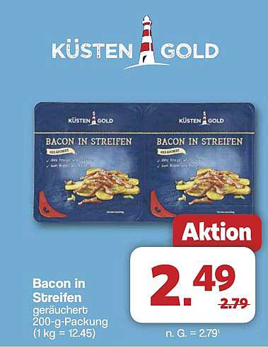 Küsten Gold Bacon in Streifen 200-g-Packung