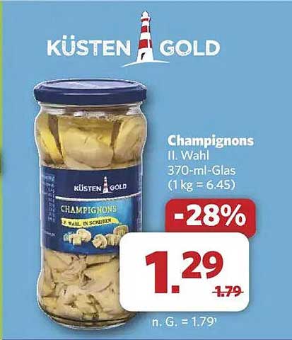 KÜSTEN GOLD Champignons II. Wahl im 370-ml-Glas