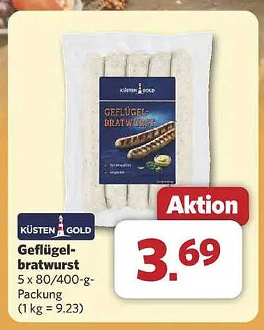 KÜSTEN GOLD Geflügel-Bratwurst 5 x 80/400-g-Packung