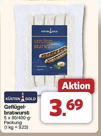 KÜSTEN GOLD Geflügelbratwurst 5 x 80/400-g-Packung