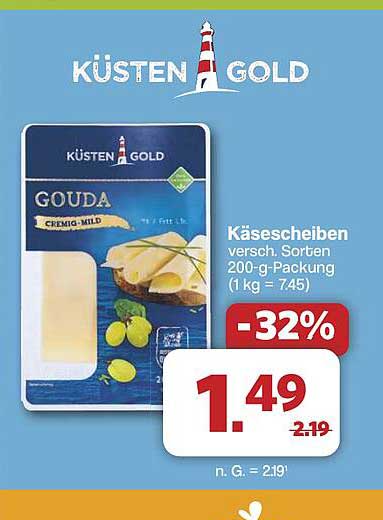 KÜSTEN GOLD Käse/Gouda Scheiben 200-g-Packung