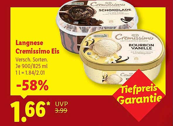 Langnese Cremissimo Eis - Verschiedene Sorten