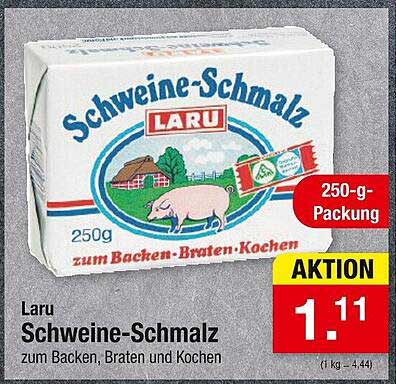 Laru Schweine-Schmalz 250g zum Backen, Braten und Kochen