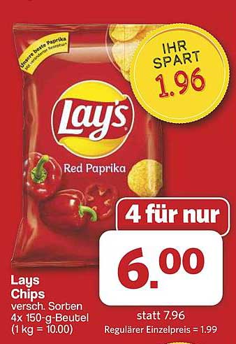 Lay's Chips Red Paprika 4x150g für nur 6,00 €