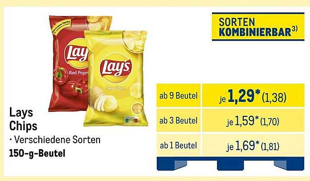 Lays Chips – Verschiedene Sorten im 150-g-Beutel