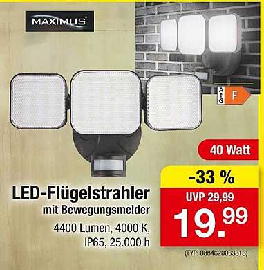 LED-Flügelstrahler mit Bewegungsmelder - 40 Watt