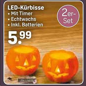 LED-Kürbisse 2er-Set mit Timer - Echte Wachskerzen