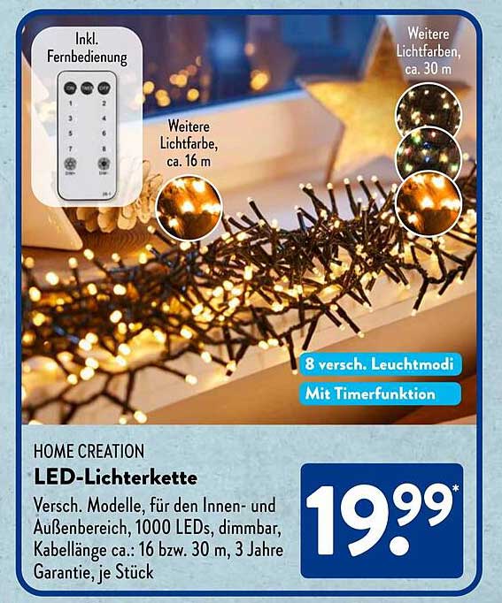 LED-Lichterkette 1000 LEDs für Innen- und Außenbereich