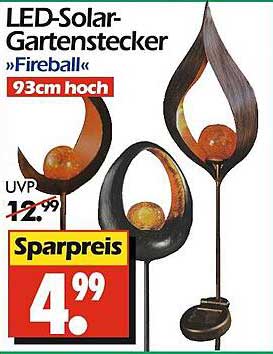 LED-Solar-Gartenstecker »Fireball« 93cm hoch