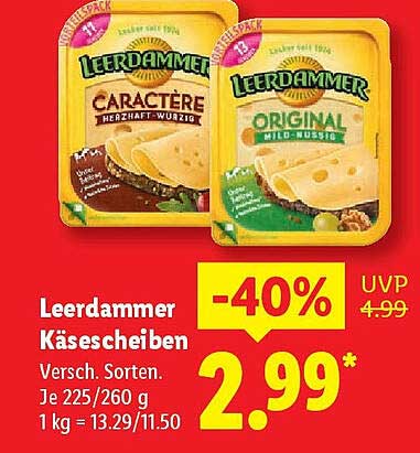 Leerdammer Käse-Scheiben - Verschiedene Sorten