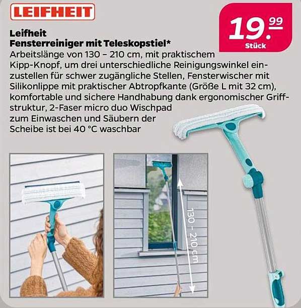 Leifheit Fensterreiniger mit Teleskopstiel