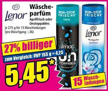 Lenor Wäscheparfüm Aprilfrisch oder Unstoppables, 275 g für 15 Waschludungen