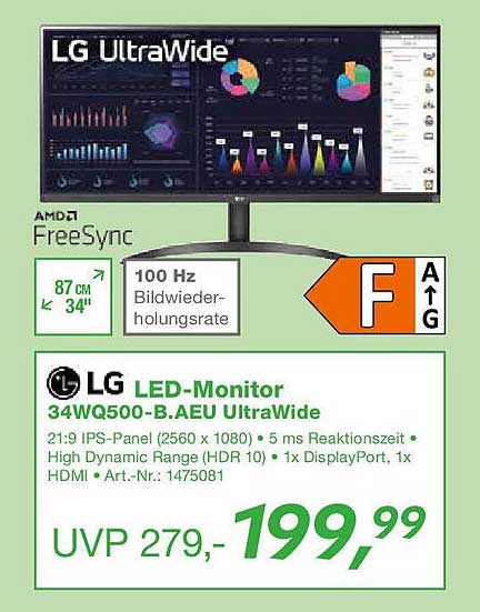 LG LED-Monitor 34WQ500-B.AEU UltraWide