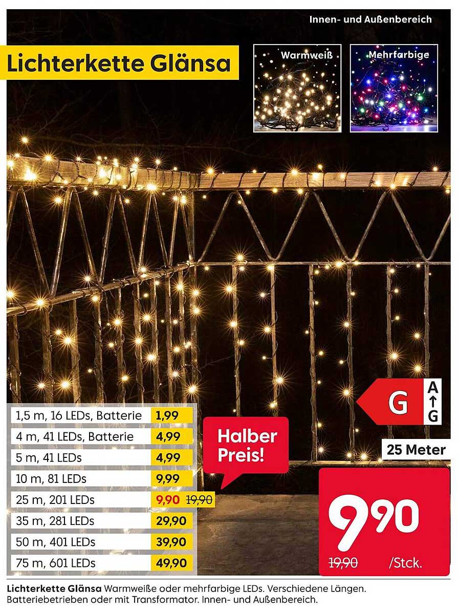 Lichterkette Glänsa 25 m, 201 LEDs