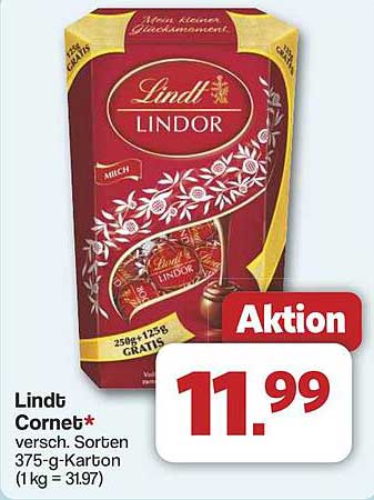Lindt Cornet 375-g-Karton - Verschiedene Sorten