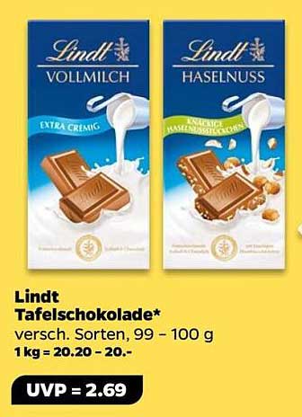 Lindt Tafelschokolade - Vollmilch und Haselnuss