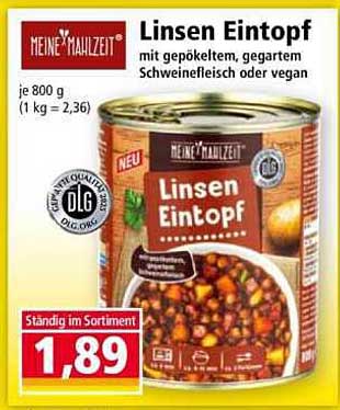 Linsen Eintopf - Mit gepökeltem, gegartem Schweinefleisch oder vegan