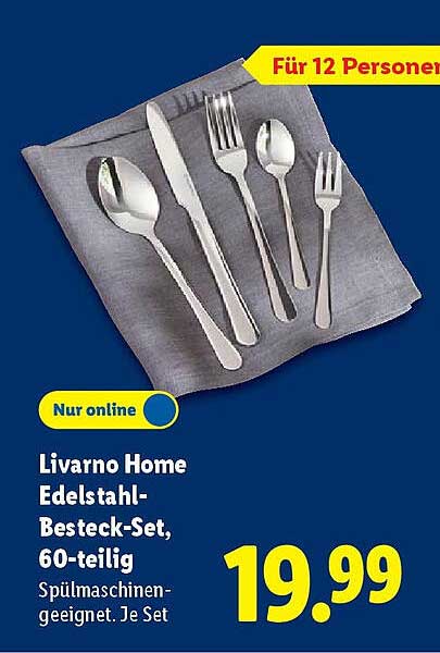 Livorno Home Edelstahl-Besteck-Set, 60-teilig