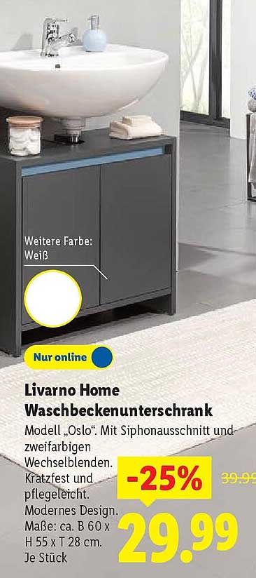 Livorno Home Waschbeckenunterschrank Modell 'Oslo'
