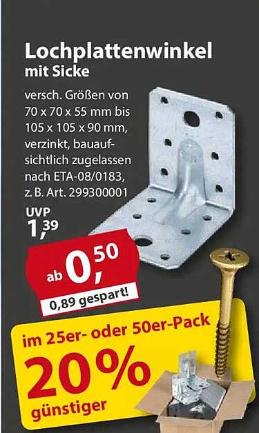 Lochplattenwinkel mit Sicke