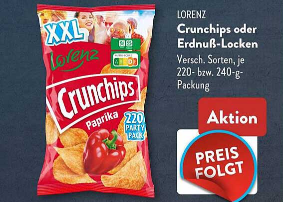 Lorenz Crunchips oder Erdnuss-Locken - XXL 220 g oder 240 g Packung