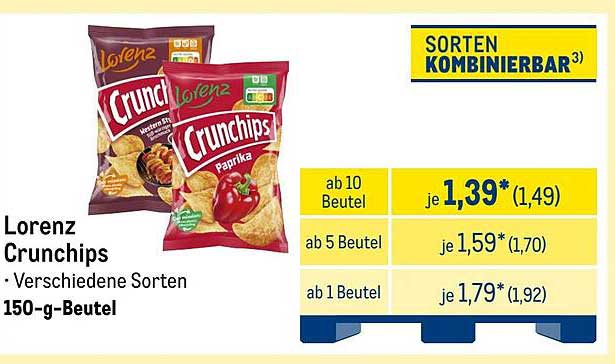 Lorenz Crunchips – Verschiedene Sorten 150-g-Beutel