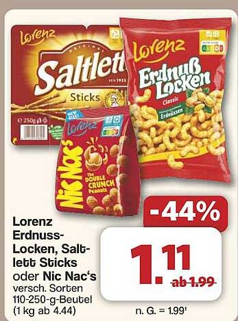 Lorenz Erdnuss-Locken, Saltletten Sticks oder Nic Nac's - 44% Rabatt!