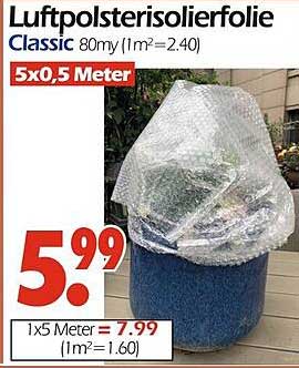 Luftpolsterisolierfolie Classic 80my (1m² = 2,40)