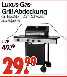 Luxus-Gas-Grill-Abdeckung ca. 162x61x112cm, Schwarz, aus Polyester