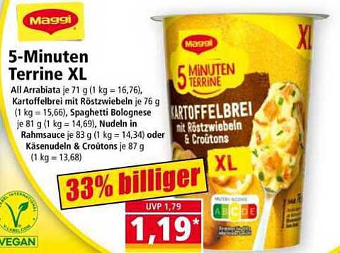 Maggi 5-Minuten Terrine XL - Kartoffelbrei mit Röstzwiebeln & Croutons