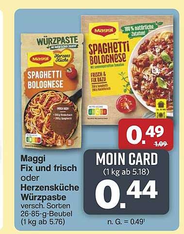 Maggi Fix und frisch oder Herzensküche Würzpaste