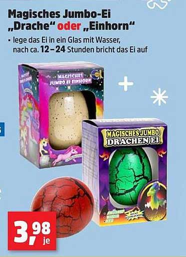 Magisches Jumbo-Ei "Drache" oder "Einhorn"