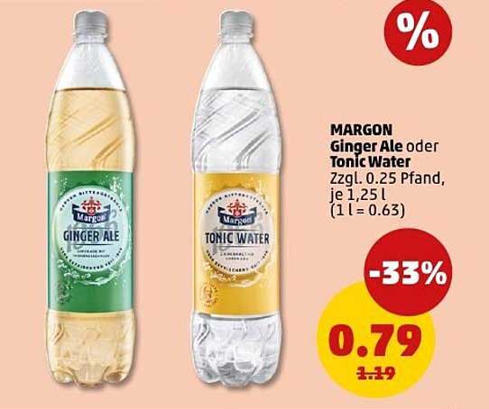 MARGON Ginger Ale oder Tonic Water - nur 0,79 €