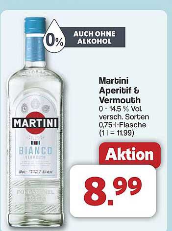 Martini Aperitif & Vermouth 0% - 14.5% Vol. 0,75 l-Flasche