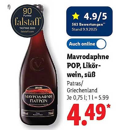 Mavrodaphne POP, Likörwein, süß
