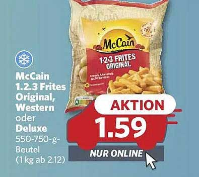 McCain 1.2.3 Frites Original, Western oder Deluxe 550-750-g-Beutel